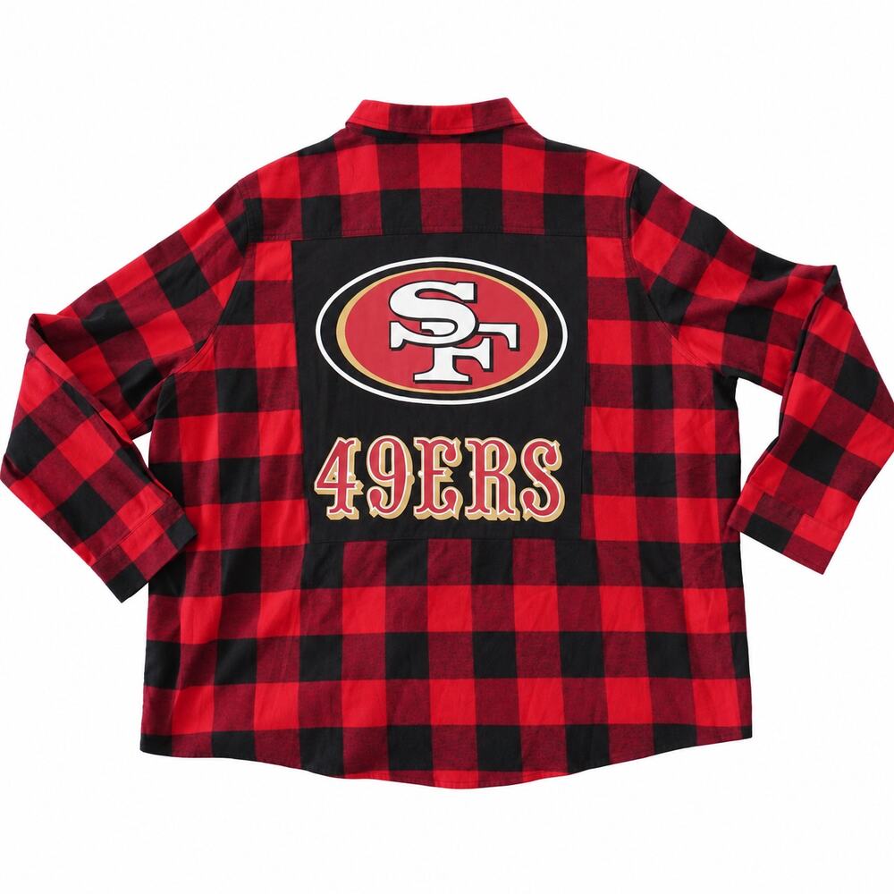 San Francisco 49ers Red Long Sleeve Flannel Shirt - NFL Team Apparrel NWT